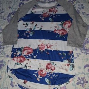 Floral baseball tee